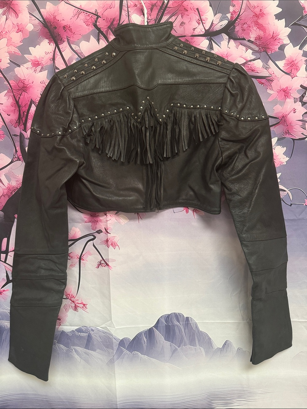 🖤🥷RARE! Skingraft Black Cropped Leather Moto jacket bolero w/ Stud Accents